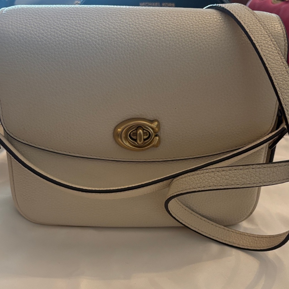 Coach Cream Crossbody Bag with Gold Accent